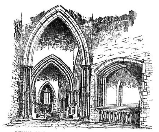 INTERIOR OF THE CHURCH SHOWING THE THRELKELD TOMB.