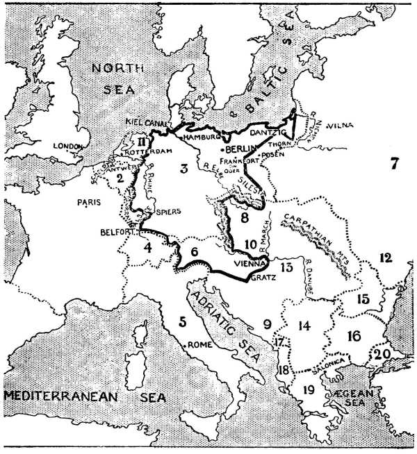 Map of the Germanic group in Europe