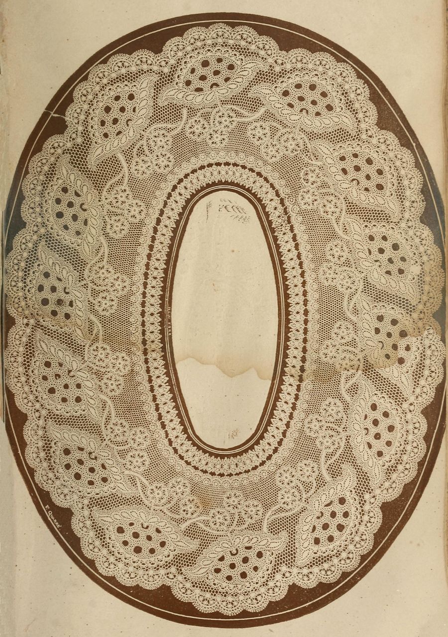 an oval-shaped lace doiley