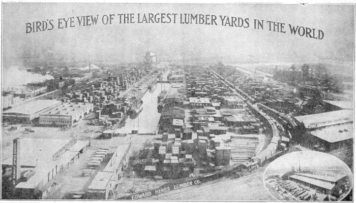 BIRD’S EYE VIEW OF THE
  LARGEST LUMBER YARD IN THE WORLD