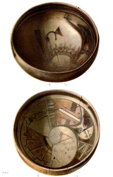 PL. CLIII—
FOOD BOWLS WITH FIGURES OF BIRDS AND FEATHERS FROM SIKYATKI