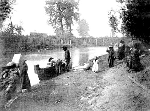 The families load up their canoes