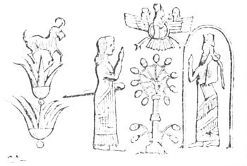 Fig. 69.—The Seal of Sennacherib. Cylinder of green
feldspar in the British Museum.