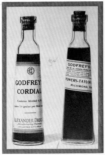 Two Godfrey's Cordial bottles