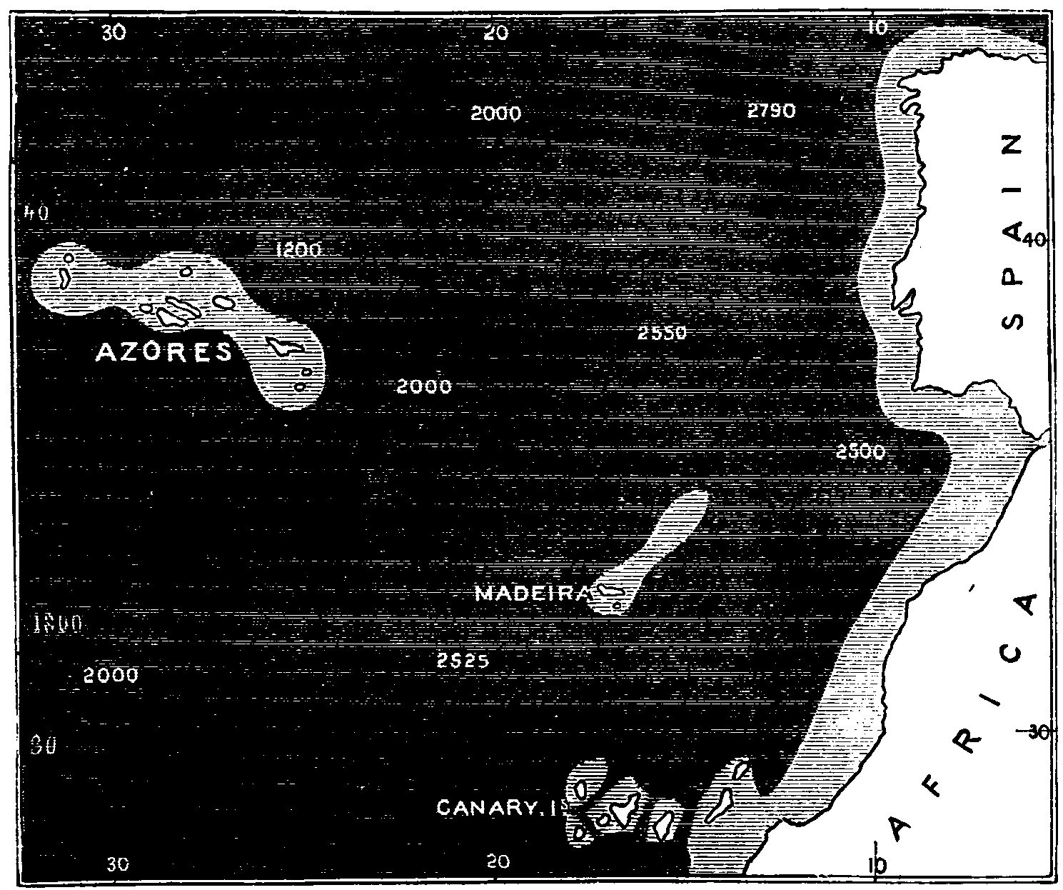 Outline Map of the Azores.