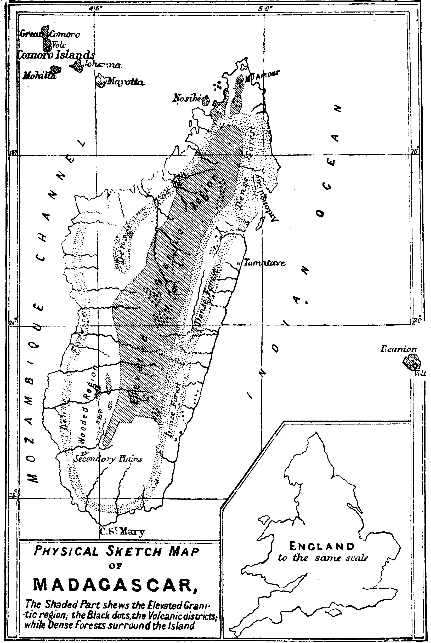 Physical Sketch Map of Madagascar.