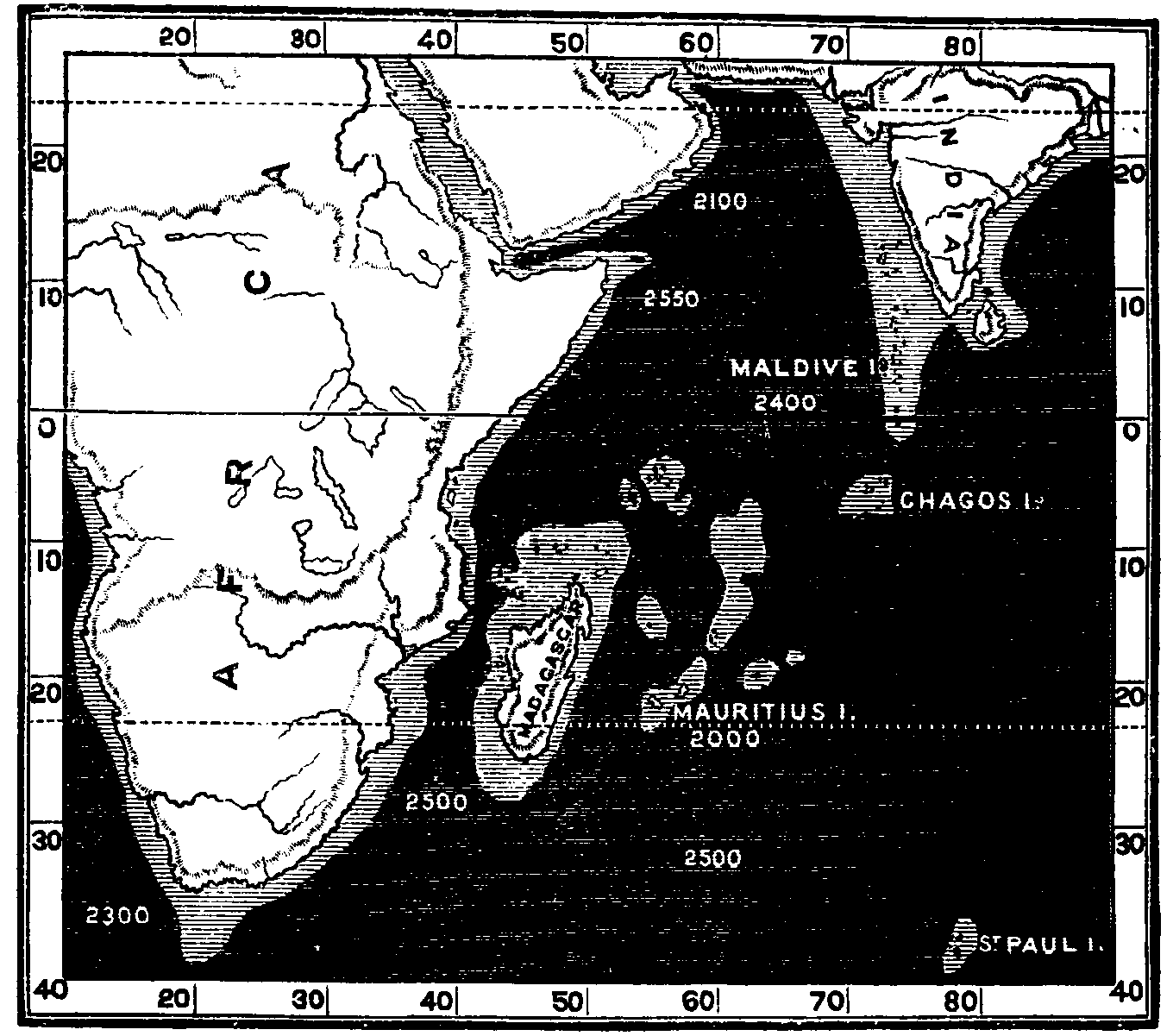 Map of the Indian Ocean.
