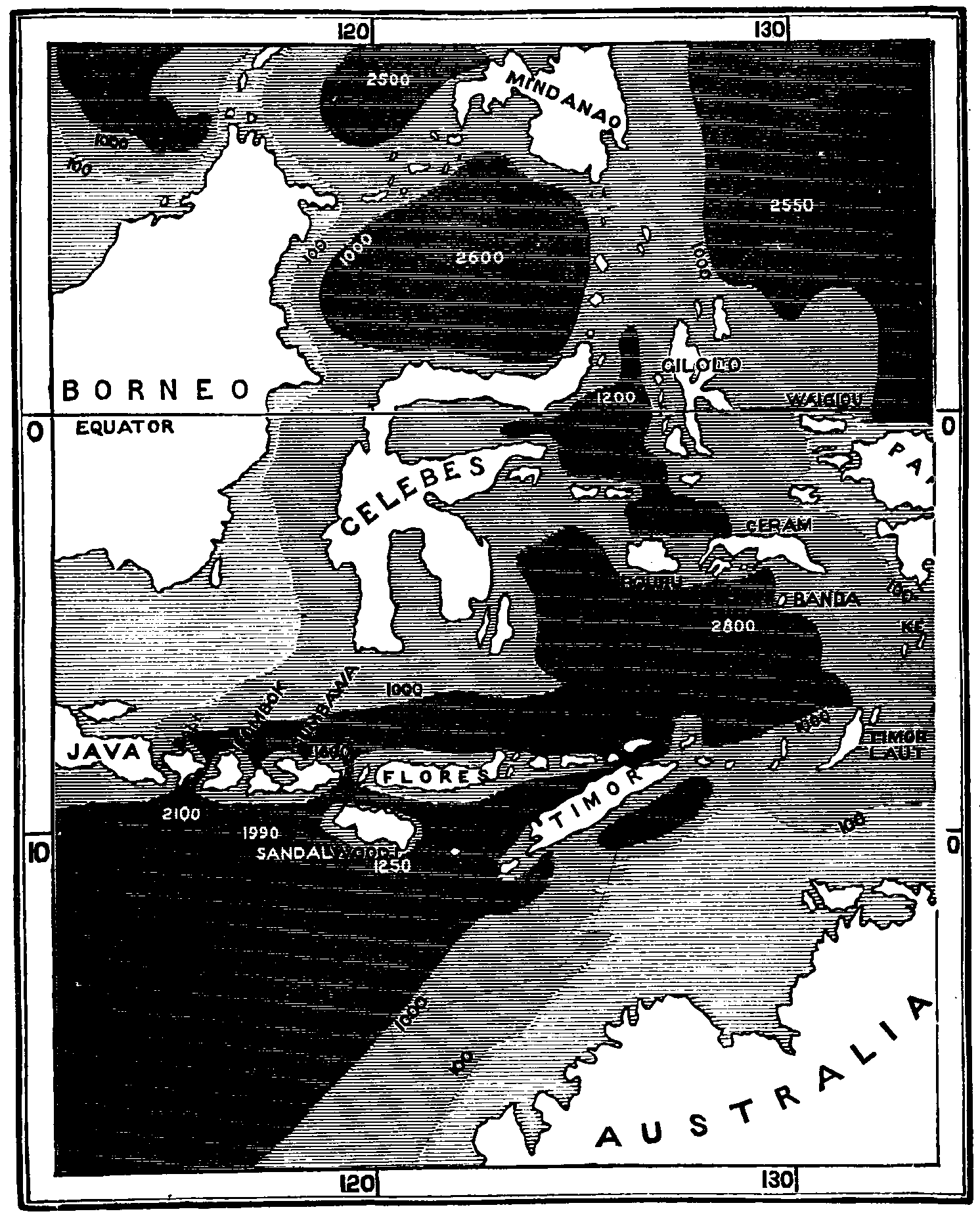 Map of Celebes and the surrounding islands.