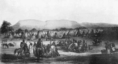 "ENCAMPMENT OF THE PIEKANN INDIANS"

Karl Bodmer, 1833