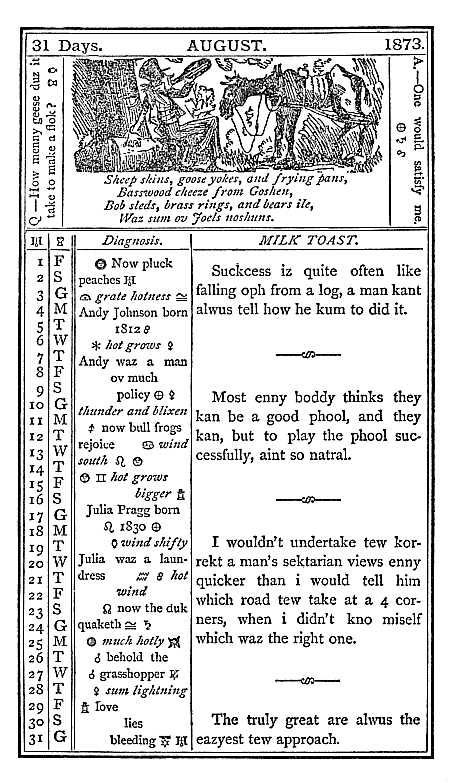 almanac August 1873