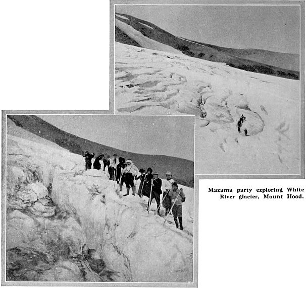 Mazama party exploring White
River glacier, Mount Hood.