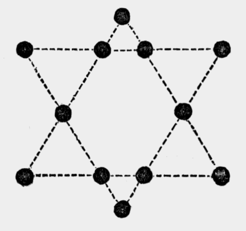 twelve dots
arranged as a six-pointed star