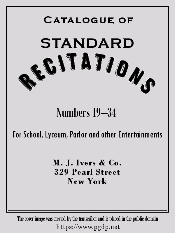 Catalogue of Standard Recitations, Numbers 19–34