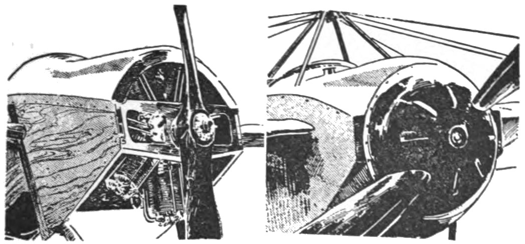 Fig. 4. Mounting and Cowls for Rotary Cylinder Motors. Courtesy "Flight."