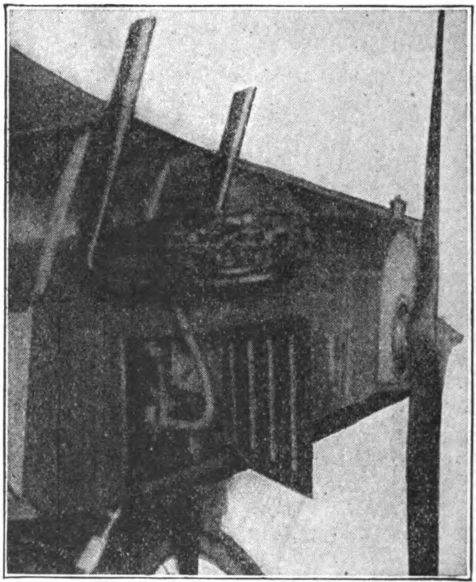 Fig. 5. Motor Compartment of a Curtiss Tractor Biplane Using a Front Type Radiator.
