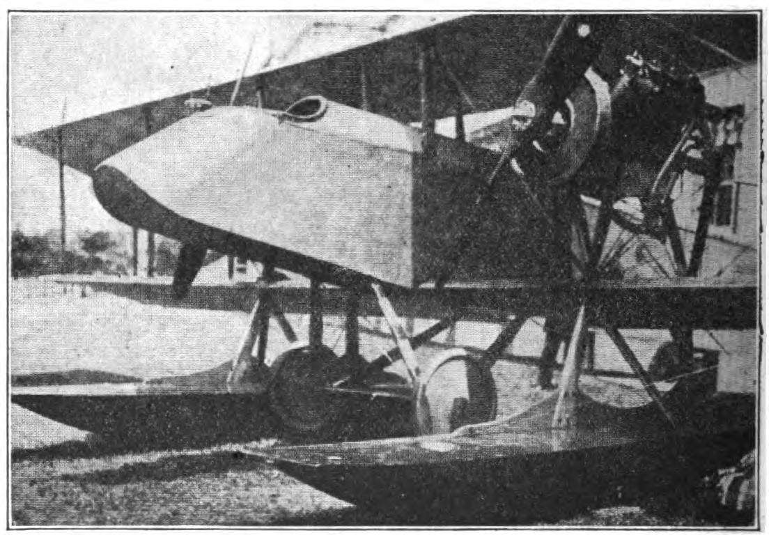 Fig. 9-a. Curtiss "JN" Twin Motor Biplane. Observer Is Seated in Front.