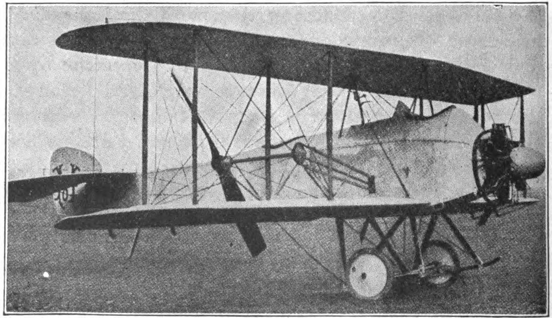 Fig. 6-B. The Mann Two-Propeller Pusher Biplane. The Propellers Are Mounted on Either Side of the Body, and Are Driven by a Single Motor Through a Chain Transmission. This Drive Is Similar to the Early Wright Machines.