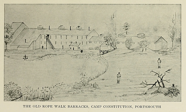 ILLUSTRATION. THE OLD ROPE WALK BARRACKS, CAMP CONSTITUTION, PORTSMOUTH