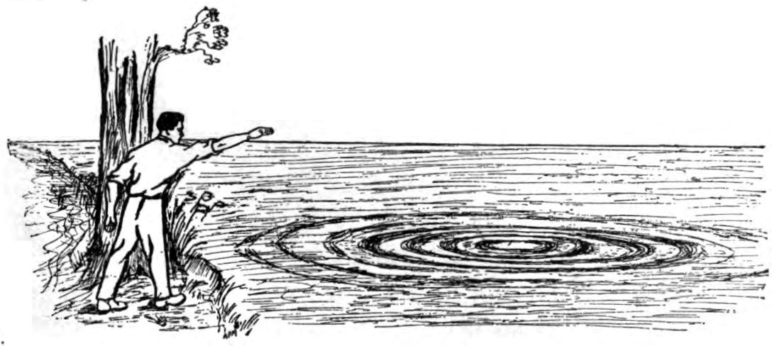 FIG. 1.—Throw a stone into a pool of water and little waves will radiate from the spot where the stone struck.