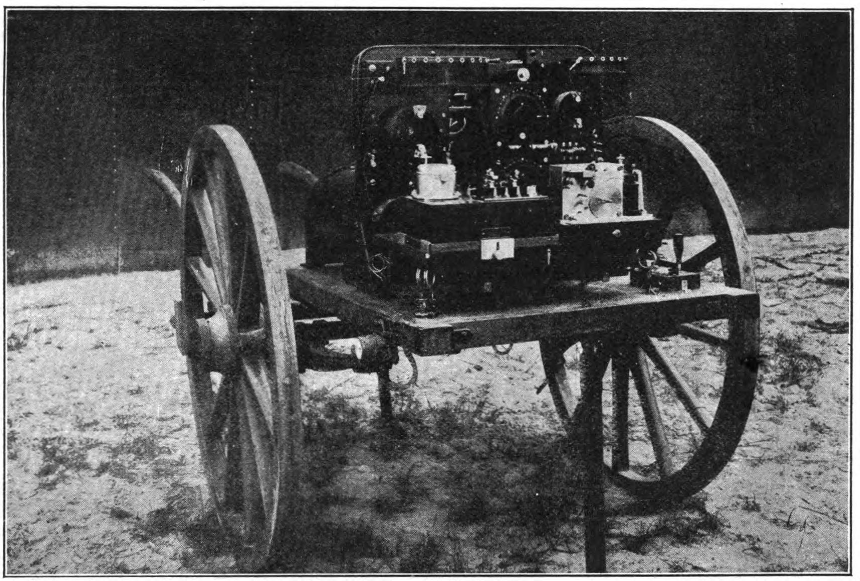 FIG. 102.—Telefunken wireless cart for military service, showing receiving apparatus.
