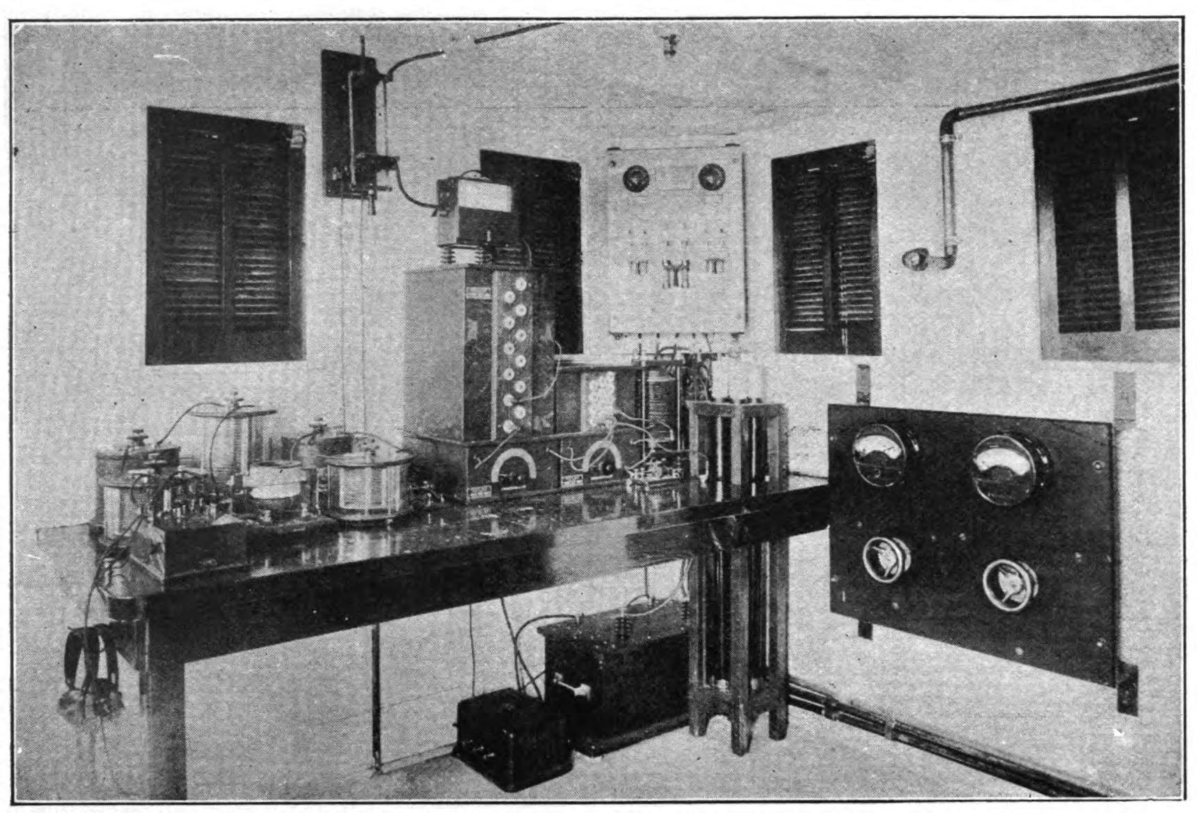 FIG. 104.—Wireless room aboard the U. S. transport "Buford." It is certain that wireless telegraphy and telephony will be important factors in military campaigns of the future. For coast defense, wireless is as valuable as on the ocean.