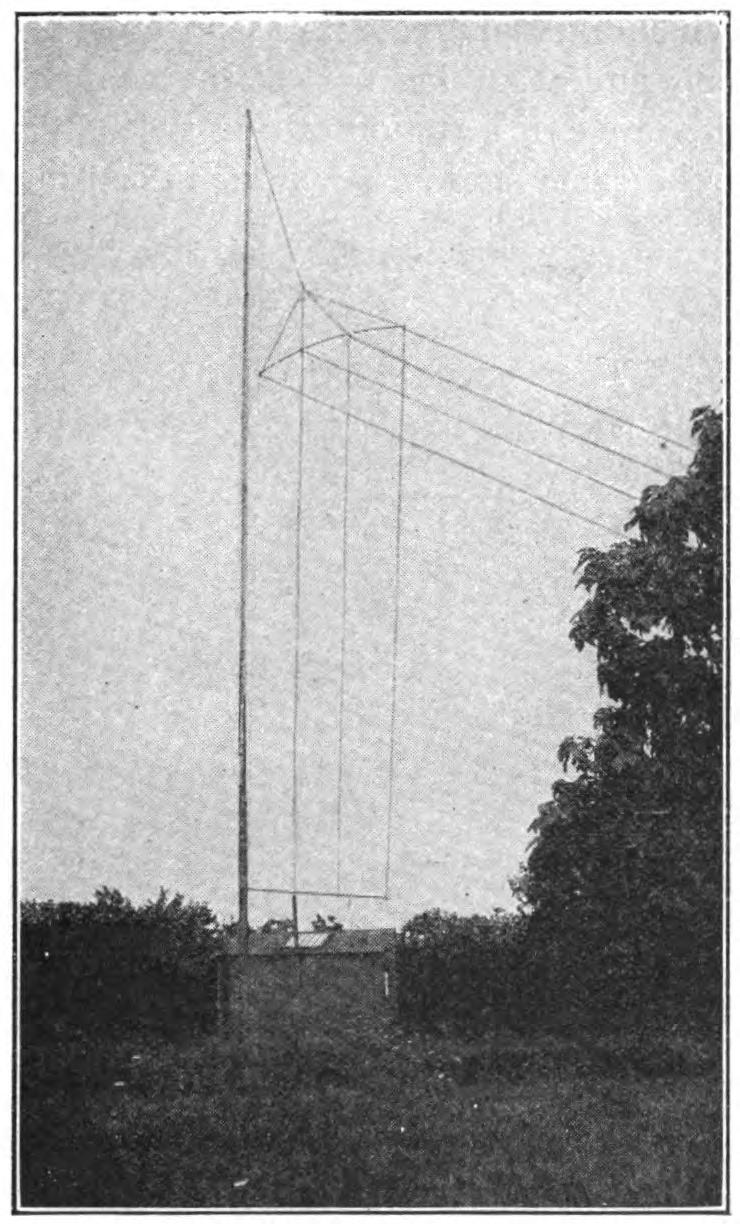 FIG. 11.—An amateur aerial and station.