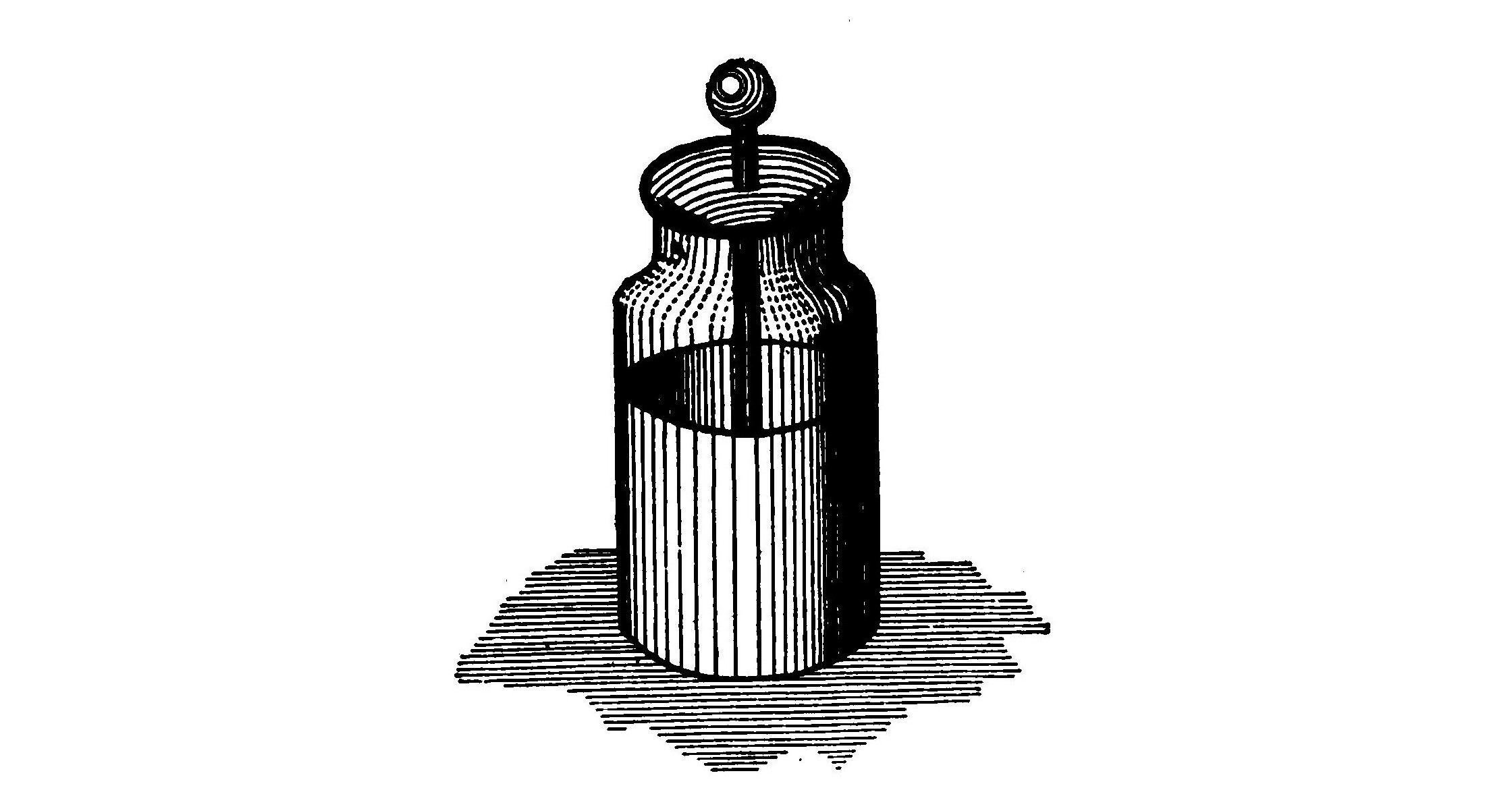 FIG. 2.—A Leyden jar is a glass jar lined inside and out with tinfoil for about two-thirds of its height.