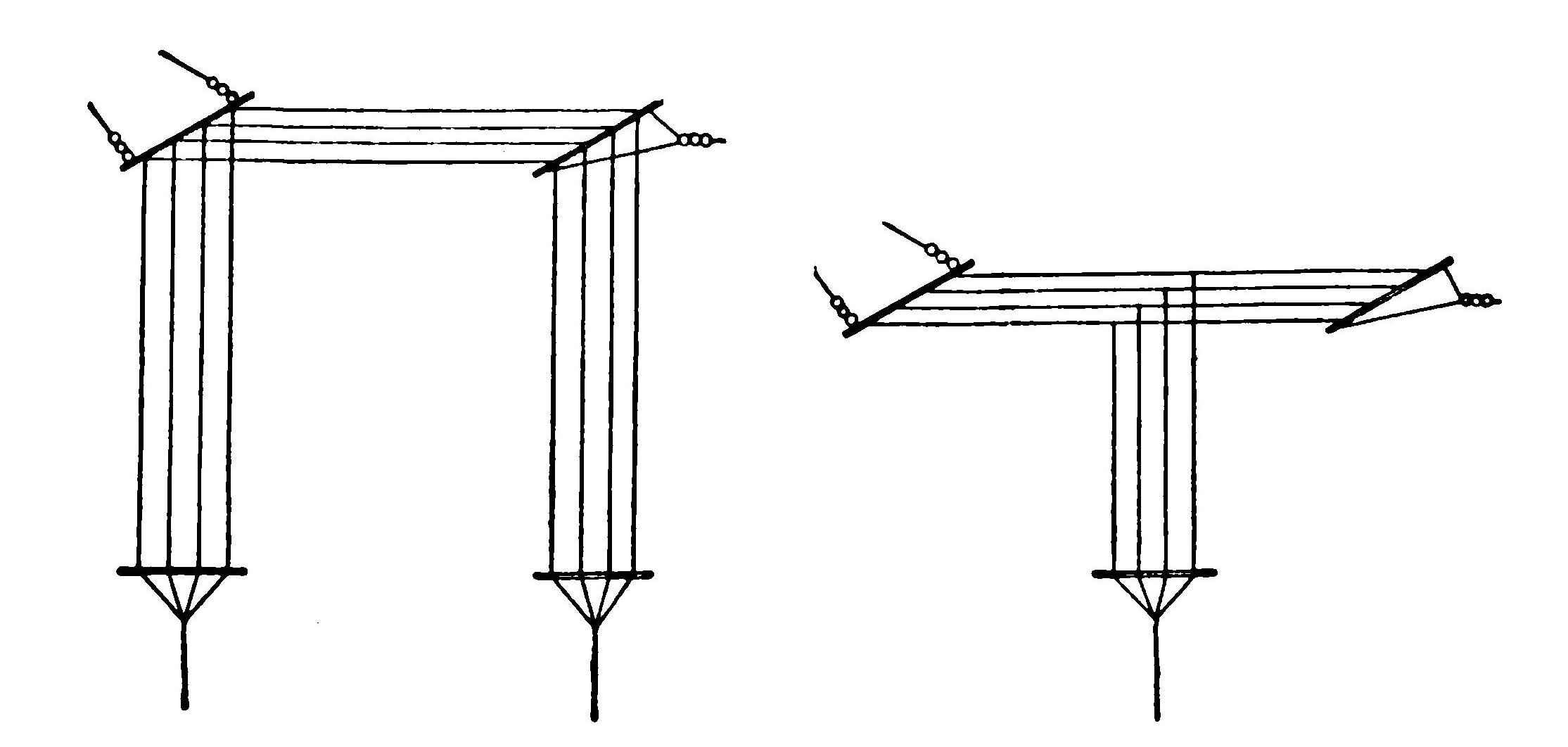 FIG. 20.—Flat top aerials of the inverted "U" and "T" types.