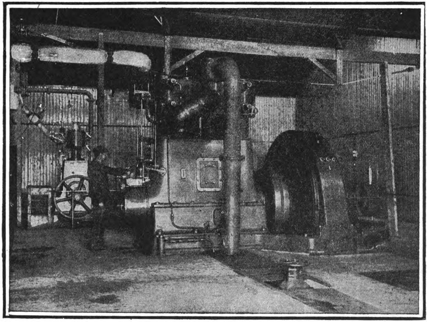 FIG. 29.—The power plant of a Marconi transatlantic station, showing engine and generator.