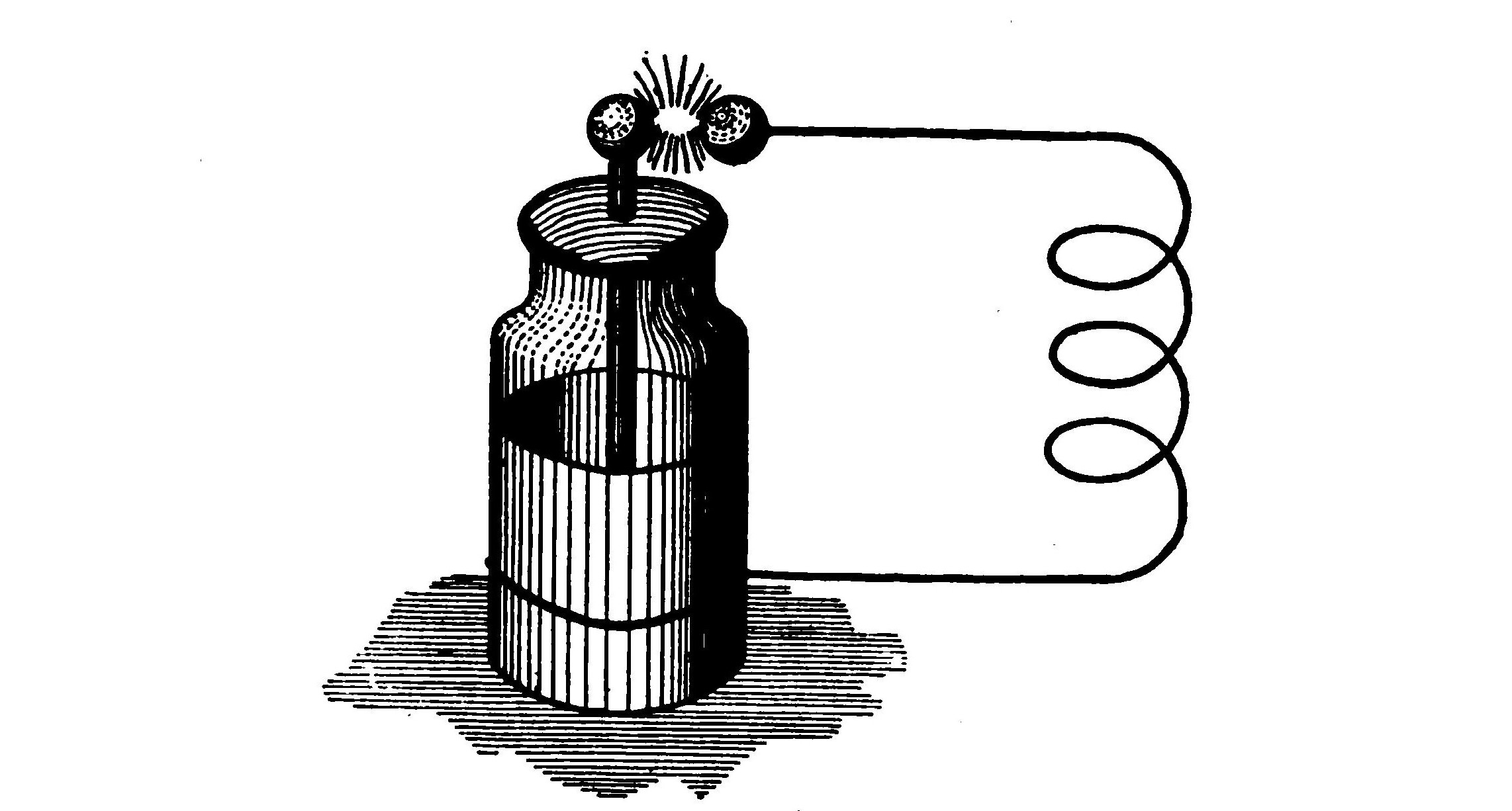 FIG. 4.—A Leyden jar discharging through a coil of wire produces a brilliant spark and high frequency oscillations are created.