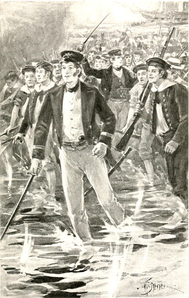 CAPTAIN PERRY HAD LEAPED OVERBOARD FROM THE FOREMOST OF
THE FLEET OF BOATS.