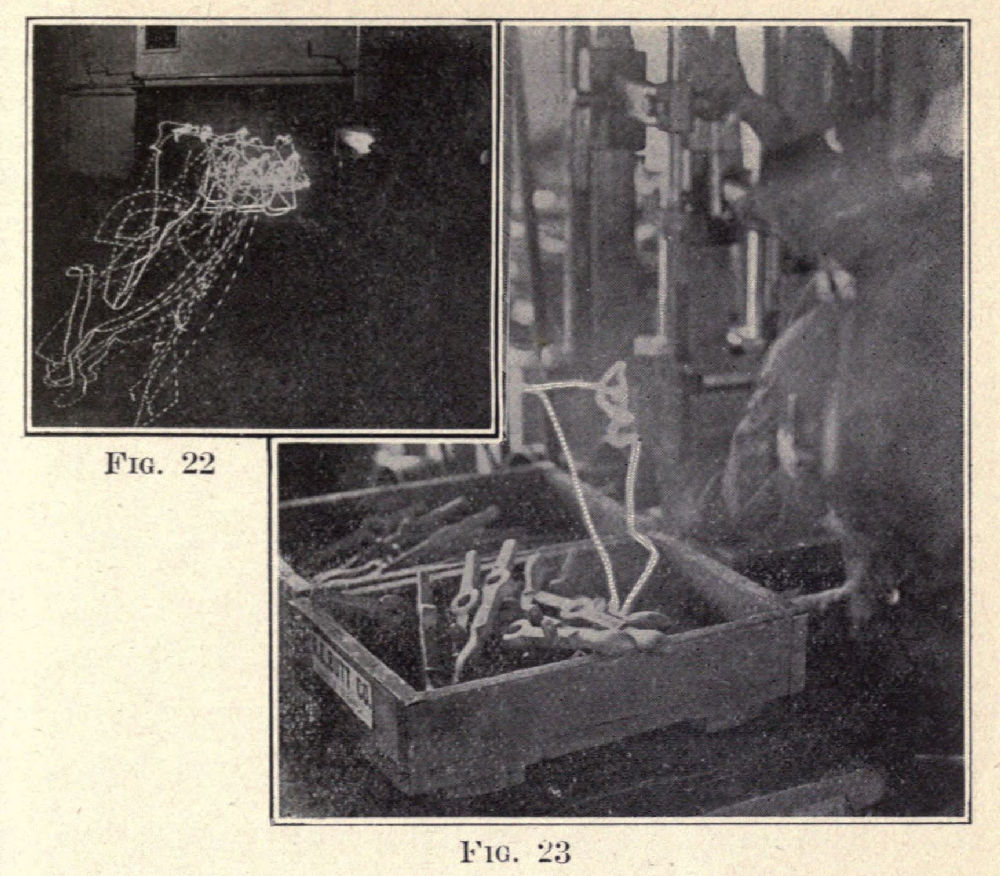 Fig 22 and 23 - chronocyclegraph of the motion and fatigue studies of bricklayer and drill press