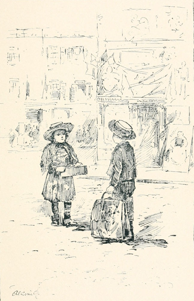 Two kids facing each other in the street