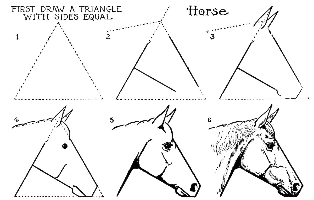 FIRST DRAW A TRIANGLE WITH SIDES EQUAL Horse