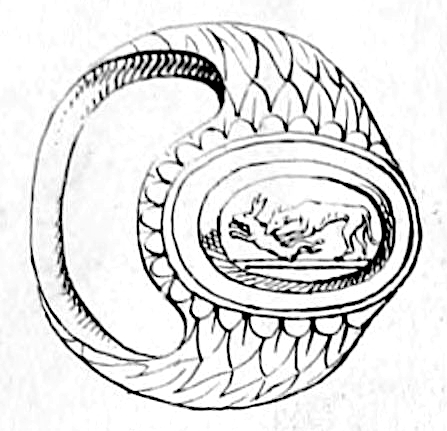 Celtic greyhound killing a hare: Ancient ring